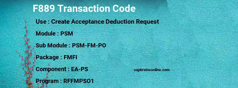 SAP F889 transaction code