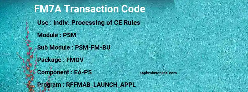 SAP FM7A transaction code
