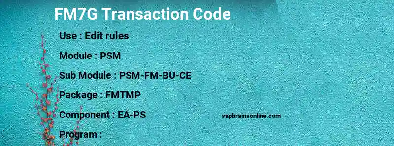 SAP FM7G transaction code