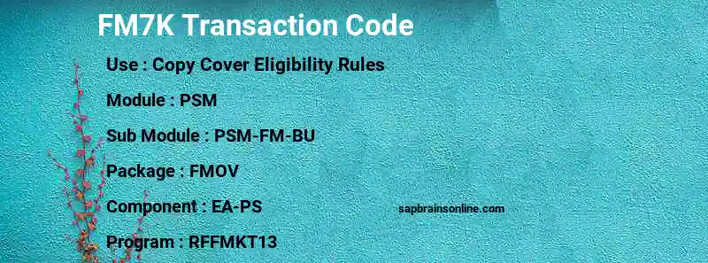 SAP FM7K transaction code