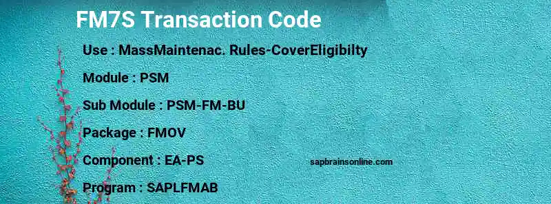 SAP FM7S transaction code