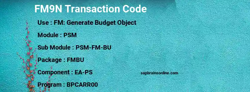 SAP FM9N transaction code