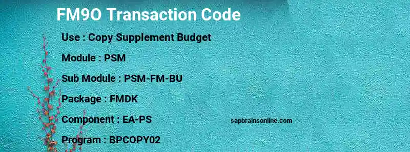 SAP FM9O transaction code
