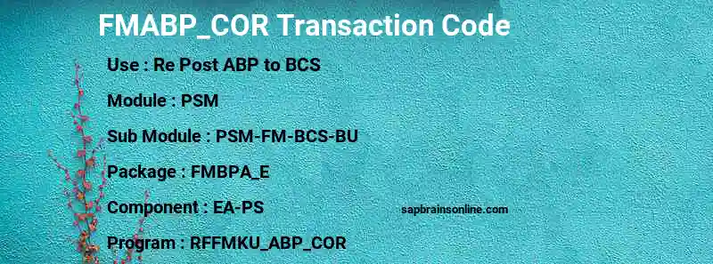 SAP FMABP_COR transaction code