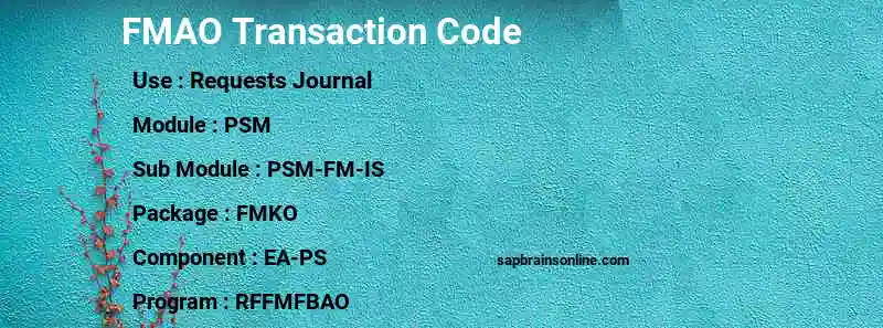 SAP FMAO transaction code