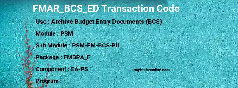 SAP FMAR_BCS_ED transaction code