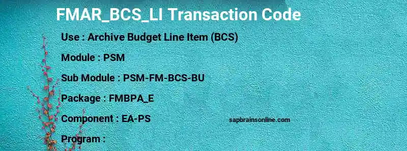 SAP FMAR_BCS_LI transaction code