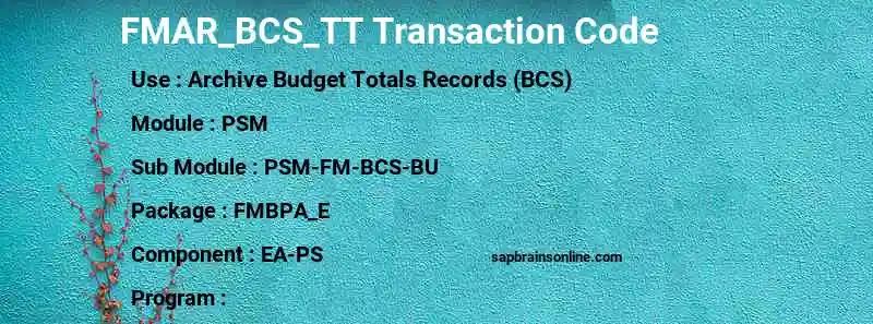 SAP FMAR_BCS_TT transaction code