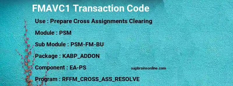 SAP FMAVC1 transaction code