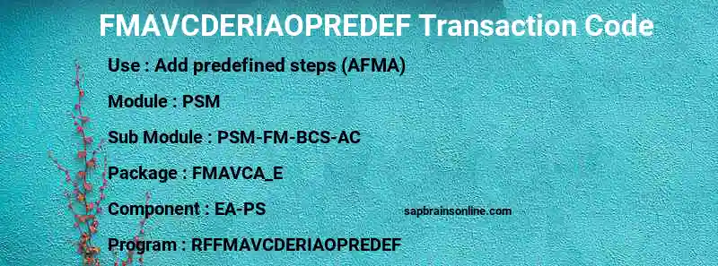 SAP FMAVCDERIAOPREDEF transaction code