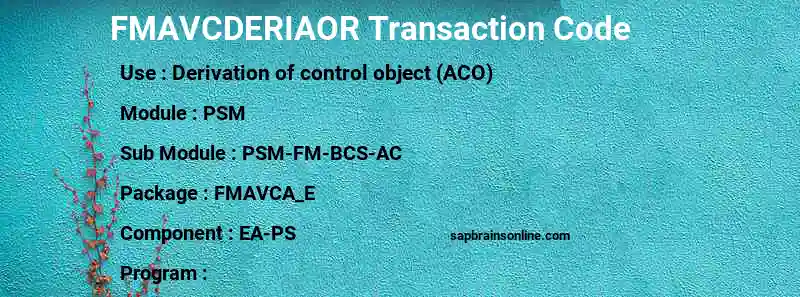 SAP FMAVCDERIAOR transaction code