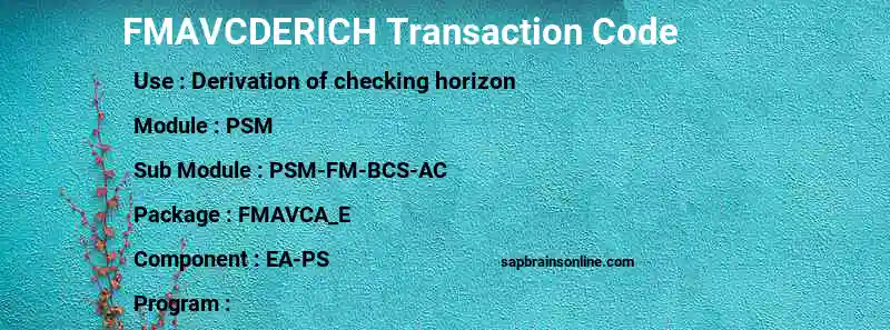 SAP FMAVCDERICH transaction code