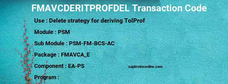 SAP FMAVCDERITPROFDEL transaction code