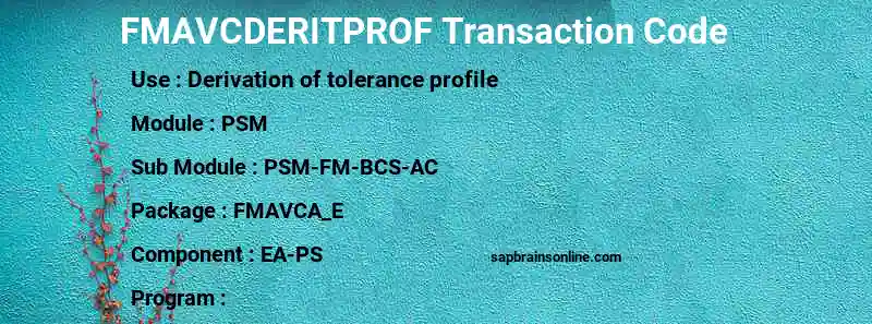 SAP FMAVCDERITPROF transaction code