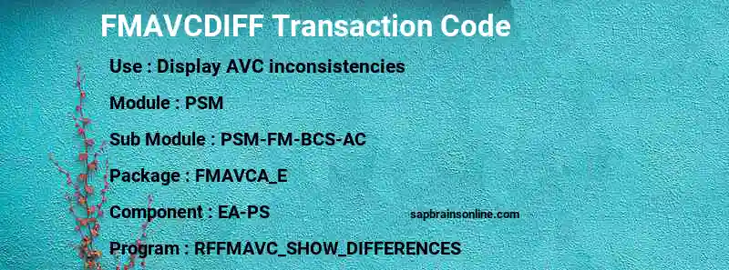 SAP FMAVCDIFF transaction code