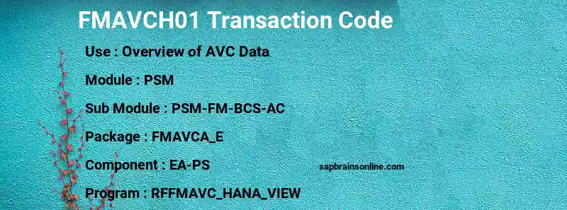 SAP FMAVCH01 transaction code