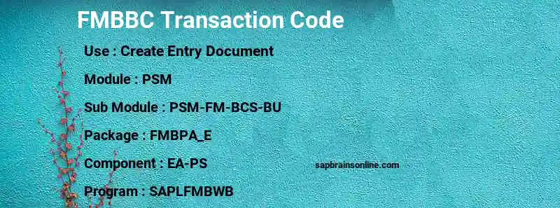 SAP FMBBC transaction code