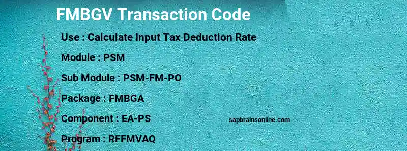 SAP FMBGV transaction code