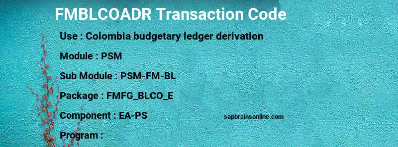 SAP FMBLCOADR transaction code