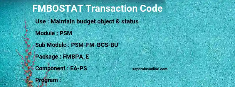 SAP FMBOSTAT transaction code