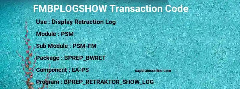 SAP FMBPLOGSHOW transaction code