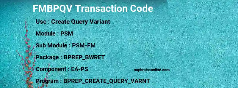 SAP FMBPQV transaction code