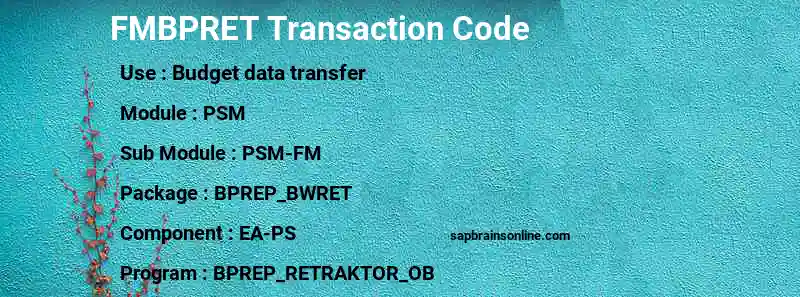 SAP FMBPRET transaction code