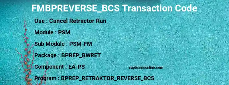 SAP FMBPREVERSE_BCS transaction code