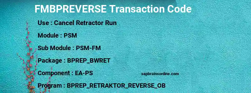 SAP FMBPREVERSE transaction code