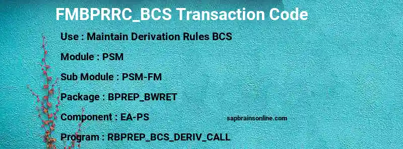 SAP FMBPRRC_BCS transaction code