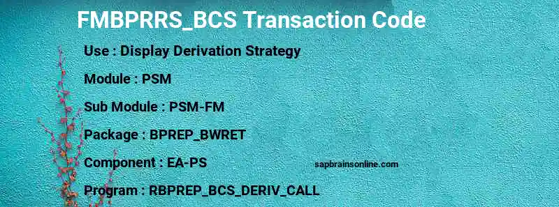 SAP FMBPRRS_BCS transaction code