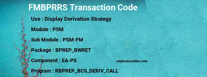 SAP FMBPRRS transaction code