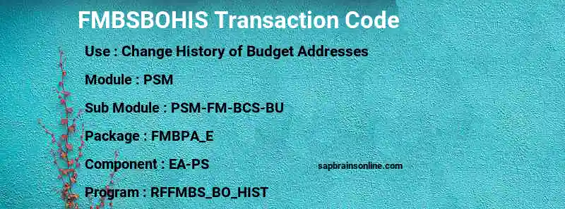 SAP FMBSBOHIS transaction code