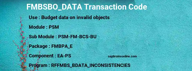 SAP FMBSBO_DATA transaction code