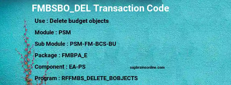 SAP FMBSBO_DEL transaction code