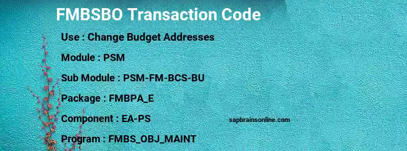 SAP FMBSBO transaction code