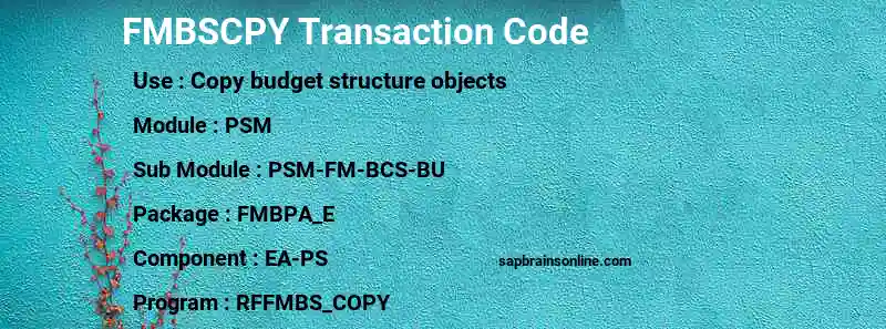 SAP FMBSCPY transaction code