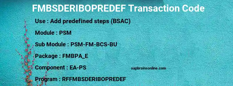 SAP FMBSDERIBOPREDEF transaction code