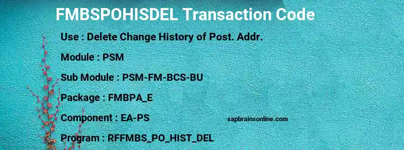 SAP FMBSPOHISDEL transaction code