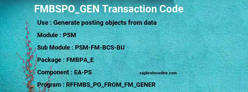 SAP FMBSPO_GEN transaction code