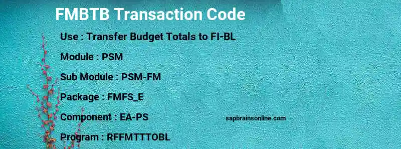 SAP FMBTB transaction code