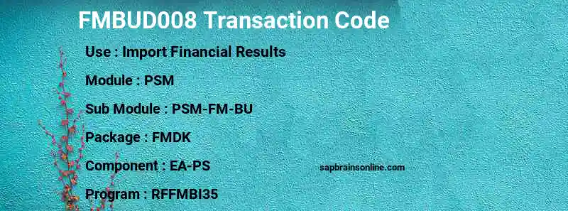 SAP FMBUD008 transaction code