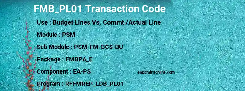 SAP FMB_PL01 transaction code