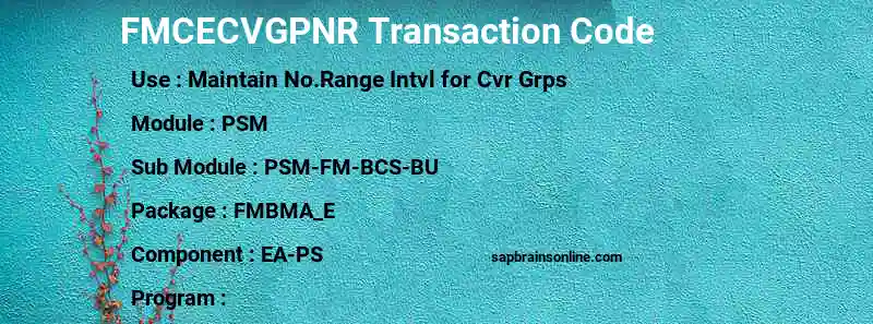 SAP FMCECVGPNR transaction code