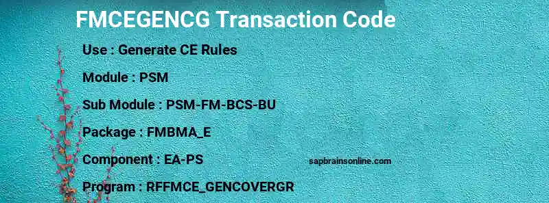 SAP FMCEGENCG transaction code
