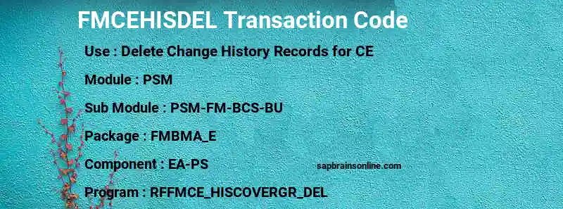 SAP FMCEHISDEL transaction code