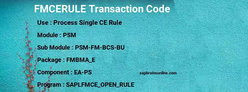 SAP FMCERULE transaction code