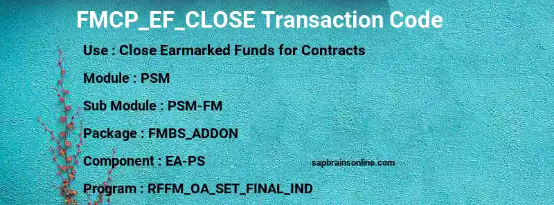 SAP FMCP_EF_CLOSE transaction code