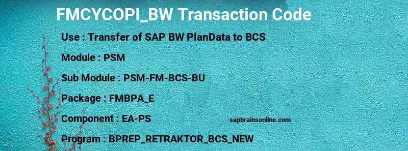 SAP FMCYCOPI_BW transaction code
