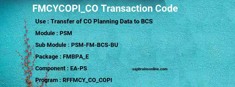SAP FMCYCOPI_CO transaction code
